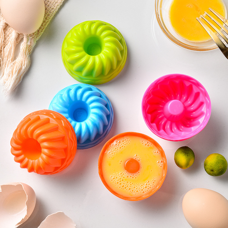 Donut Mold Silicone - Spiralförmige Silikon-Muffinförmchen Kürbisförmige Donut-Kuchenbackformen Mehrfarbige Donut-Pudding-Gelee-Form