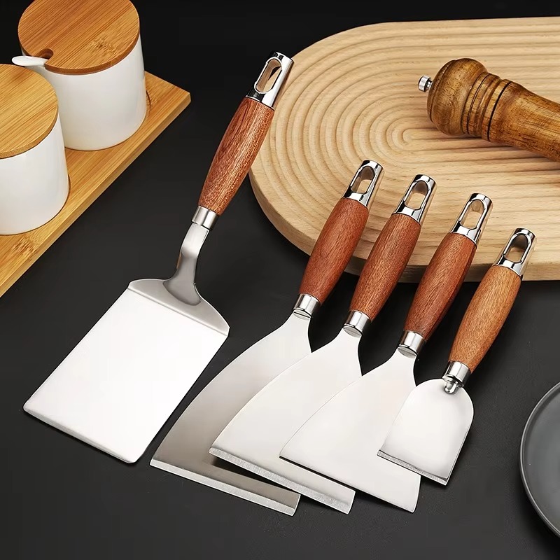Okonomiyaki Spatula - Quadratischer/Rechteckiger Grillspatel mit Verbrühschutzgriff, Steakspatel mit